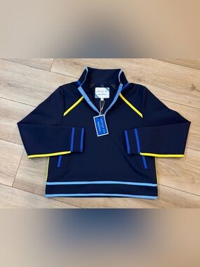 NWT Addison Bay Bainbridge Quarter Zip SoulCycle Navy Blue XS $168 Performance